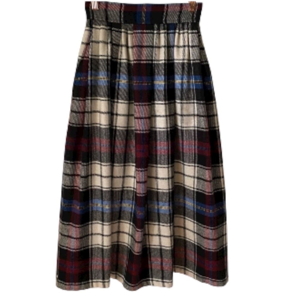 Vintage Clyde Mod Wool Plaid Skirt Pleated Fall Skirt Schoolgirl Skirt Academia
